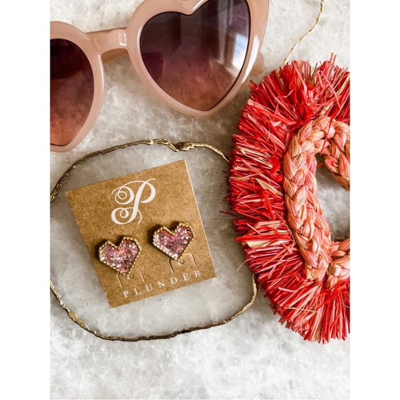 NEW Pink Glitter Heart Earrings - Picture 6 of 6